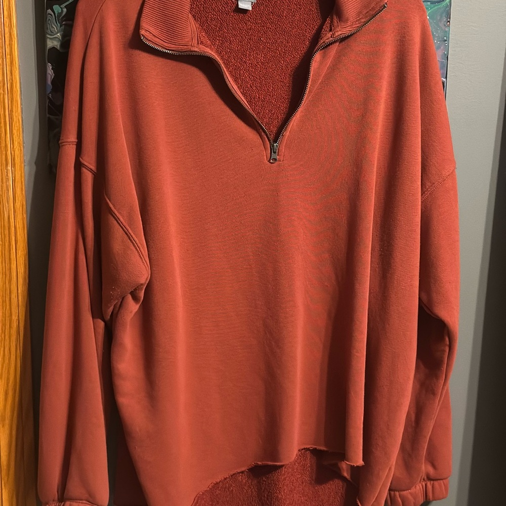 Aerie Rust Half-Zip Sweatshirt